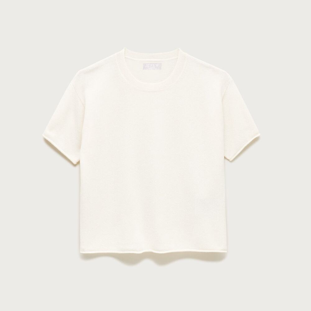 J.Crew Rolled Cashmere Relaxed Sweater Tee Ivory Size XXS NWT